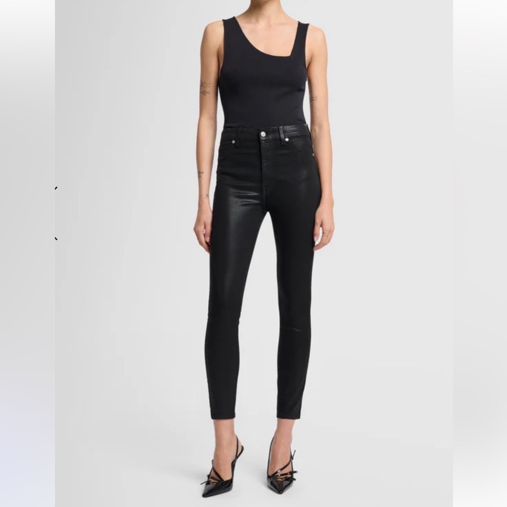 7 For All Mankind High Waisted Ankle pant in Coated Black